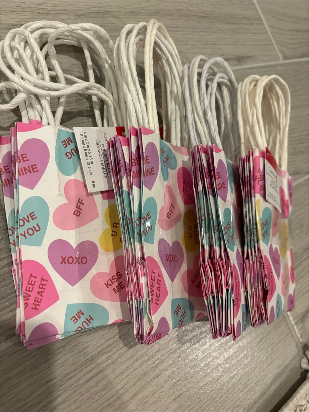 Celebrate It Pastel sweet Tart Conversation Heart Mini Gift Bags 24pieces